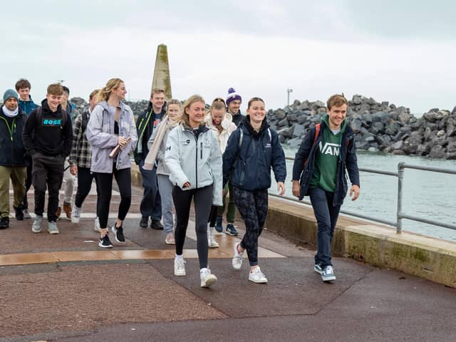 Members of  the University of Portsmouth Sailing Club set off on their sponsored walk around the perimiter of Portsmouth. Picture: Mike Cooter (271122)