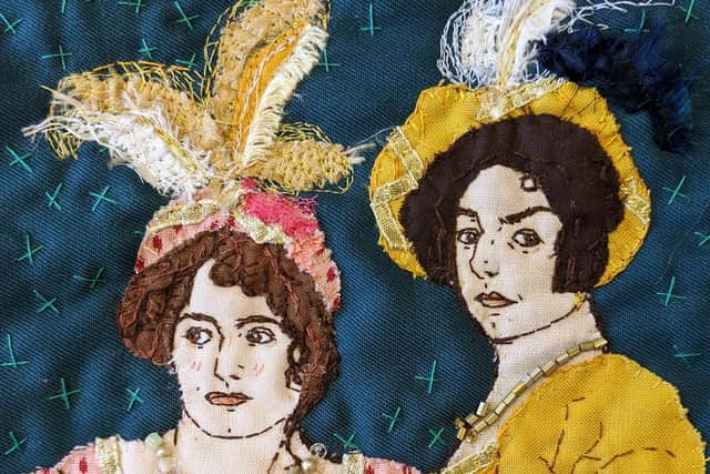 The World of Jane Austen (Stitched) in as an exhibition by textile artist Kim Edith at The Hotwalls, Old Portsmouth from February 20-23.