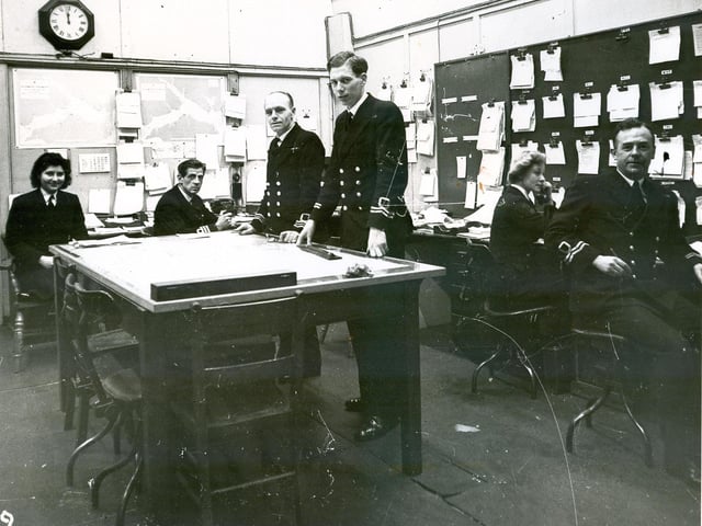 A few months after D-Day The News wartime photographer Victor Stewart was allowed into the top secret maze of tunnels beneath Fort Southwick from where D-Day operations were controlled. Movements office.