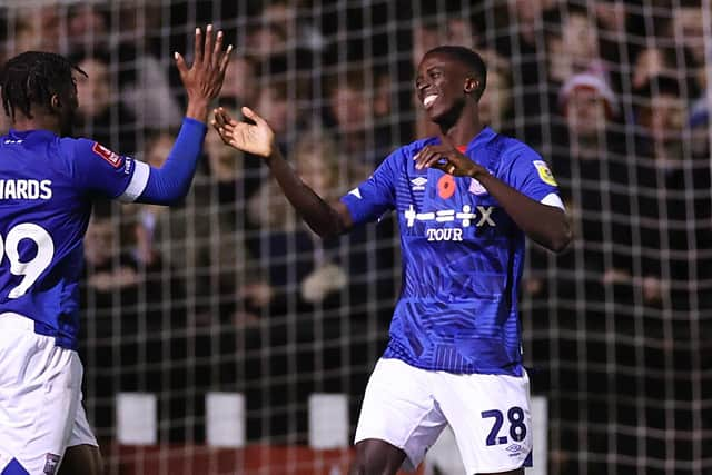 Ipswich's Panutche Camara is rumoured be interesting Pompey - but John Mousinho has set the record straight. Picture: Ryan Pierse/Getty Images