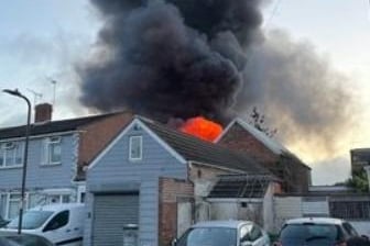 A massive fire erupted at a premises on New Road, Fratton, this morning August 19. Pic: Supplied