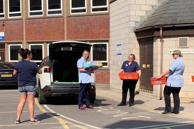 Nurses at the Fareham Health Centre receiving donated lunches. Picture: Natalie Jutla