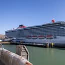 Virgin Voyages' Valiant Lady at Portsmouth International Port. Photos by Alex Shute.