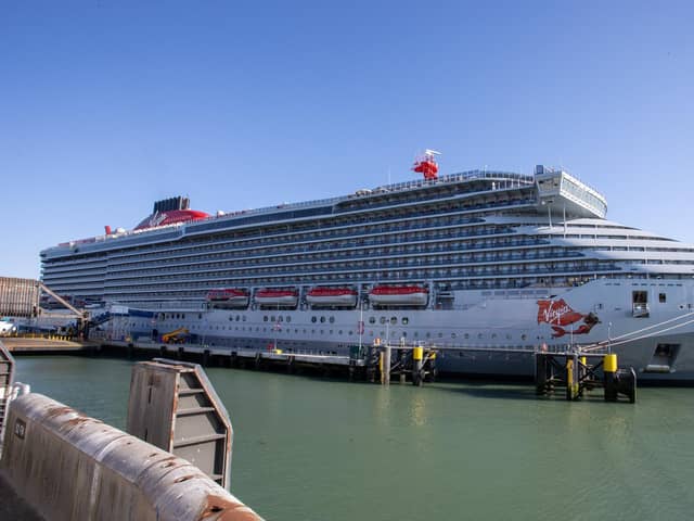 Virgin Voyages' Valiant Lady at Portsmouth International Port. Photos by Alex Shute.