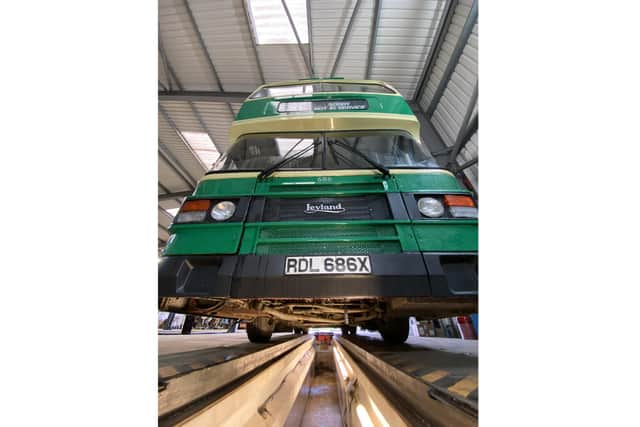 Rick Jackson's bus during its MOT.