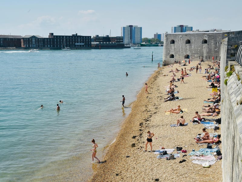 Portsmouth tried to keep cool during the heatwave. Some lounged in the sun while others tried to keep cool with a dip in the sea,