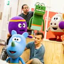 Sarah Palmer, Vinnie Monachello, Kaidyn Niall Hinds, Clarke Joseph-Edwards and Jane Crawshaw in rehearsals for Hey Duggee The Live Theatre Show. Photography by Pamela Raith.
