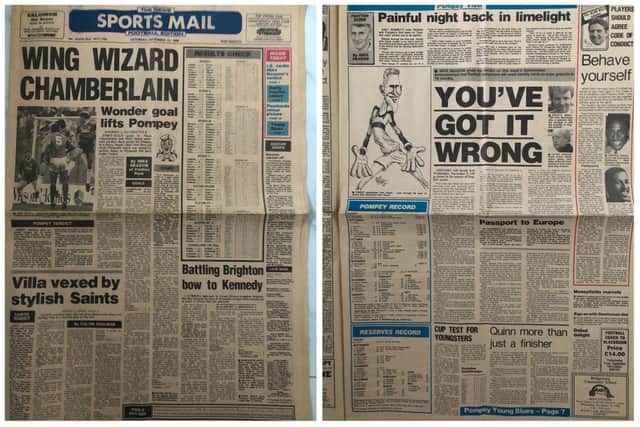Flashback to November 13 1988 and the Sports Mail detailing Pompey's 2-0 Fratton Park win over Plymouth