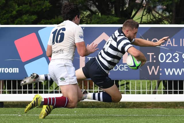 Harry Carr was among the try scorers as Havant turned in an impressive win against Hertford in London & SE Premier.
Picture: Neil Marshall