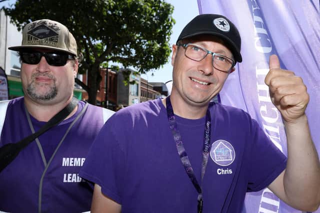 Volunteers Jeremy Hatcher, left, and Chris King of the Friday Night Charity at the Fareham Community Showcase
Picture: Chris Moorhouse (jpns 170721-11)