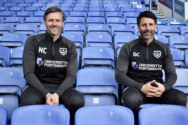 New Pompey first-team coach Danny Cowley, right, with brother and assistant Nicky, right. Picture: Portsmouth FC