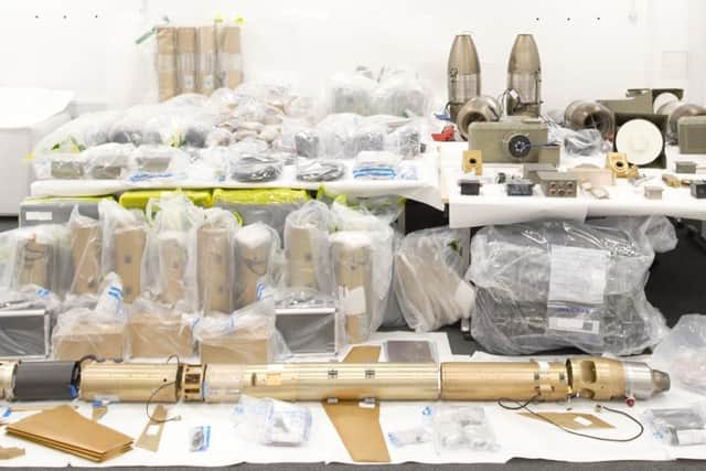 Some of the weapons and parts seized by HMS Montrose Picture: DSTL Imagery