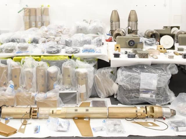 Some of the weapons and parts seized by HMS Montrose Picture: DSTL Imagery