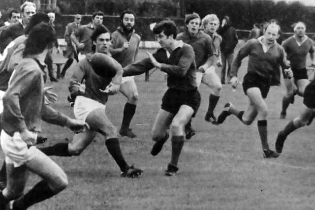 Flashback - Jeff Blackett (centre right) in action for US Portsmouth against Plymouth Albion (date unknown).