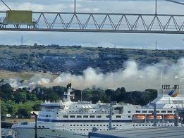 The smoke drifting across the M275 towards the International Ferry Port: Picture: Matt Hughes-Thomas