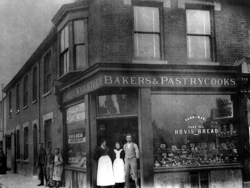 Samuel Knight outside his bakery in Arundel Street, Fratton. Picture sent in by Katy Daniels. The bakery shop in Arundel Street which belonged to Katy Daniels grandfather.