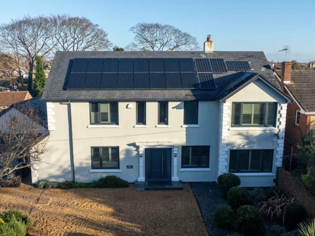 This five bedroom property comes with four bathrooms and three reception rooms as well as a spacious garden, a covered swimming spa and a hot tub.