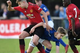 Rhys Bennett in action for Manchester United's academy (Photo by Charles McQuillan/Getty Images)