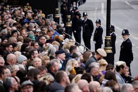 The crowd near Horse Guards in London ahead of the State Funeral of Queen Elizabeth II. Picture date: Monday September 19, 2022.