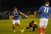 Action from the match between Gosport Borough FC v Portsmouth FC on Tuesday evening, September 1, at Privett Park in Gosport. Picture: Sarah Standing (010920-6799)