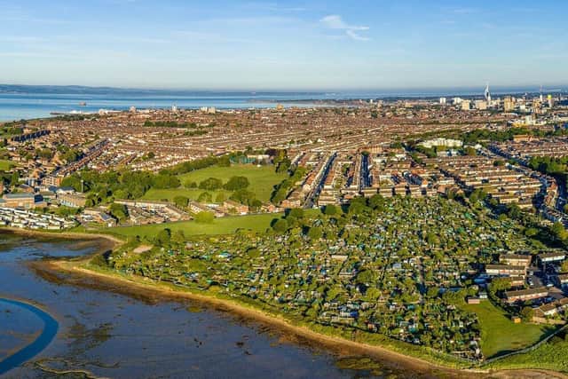 Drone pictures of Milton allotments that could be lost to Aquid project.Picture: Solent Sky Services