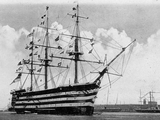 HMS Victory celebrating Trafalgar Day, perhaps in 1922