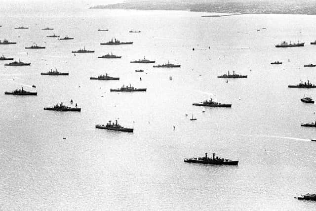 Part of the Silver Jubilee Fleet Review in the Solent in June 1977. The News PP944