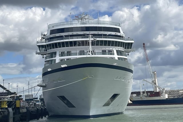 Viking Venus in Portsmouth on April 16 after sailing to Portsmouth International Port.