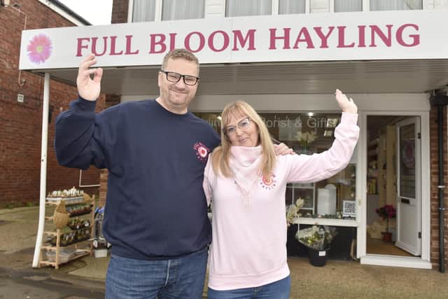New florist opens as business owner turns her from-home enterprise into a physical shop in Elm Grove, Hayling Island, on Thursday, January 4, called Full Bloom Hayling. 

Pictured is: Owners Nigel and Natalie Weston-Davis.

Picture: Sarah Standing (040123-4349)
