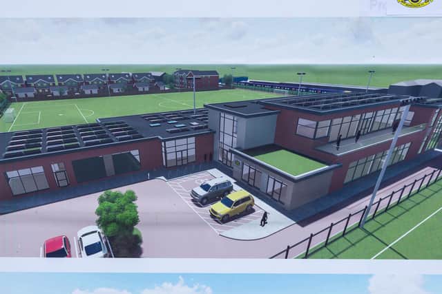How the John Jenkins Stadium will look, with the view towards the main pitch. Picture: Mike Cooter