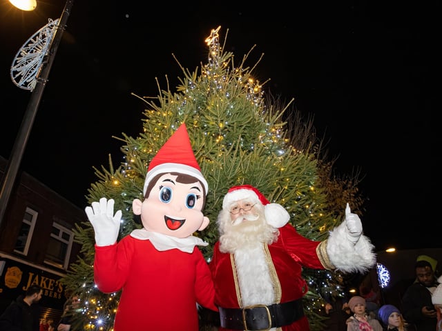 Santa Clause and The Elf turned on the Christmas lights in Waterlooville. Photos by Alex Shute