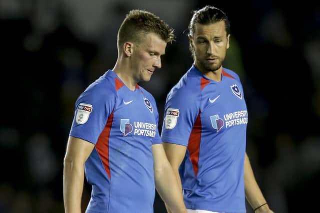 Paul Downing and Christian Burgess played alongside each other at centre-back on four occasions this term. Picture: Robin Jones