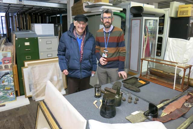 Arthur Mack, left, who found the site of HMS Invincible with Christopher Gale, senior curator of The National Museum of the Royal Navy, pictured in 2018