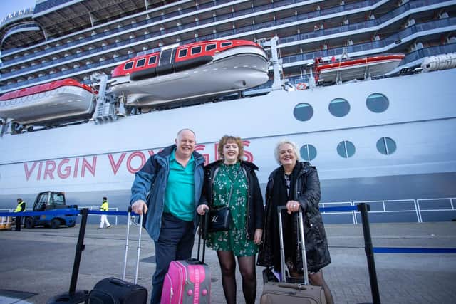 Virgin Voyages Valiant Lady prepares for her maiden commercial cruise from Portsmouth's Cruise Terminal on Friday afternoon. Excited passengers have been arriving quayside all afternoon to board the massive Cruise Ship. Photos by Alex Shute
