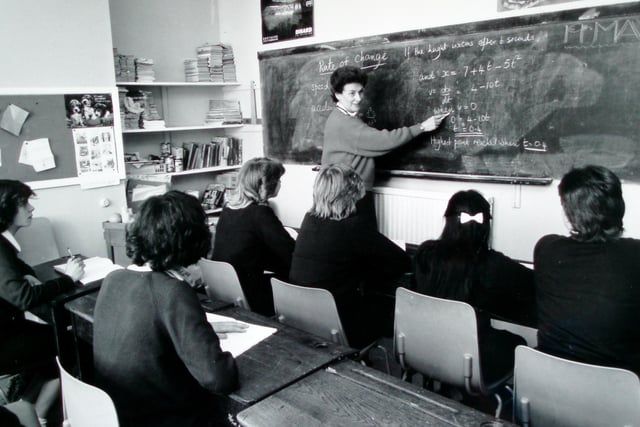 Mrs Campbell teaching form LC in 1980 at Mayville High School,Portsmouth