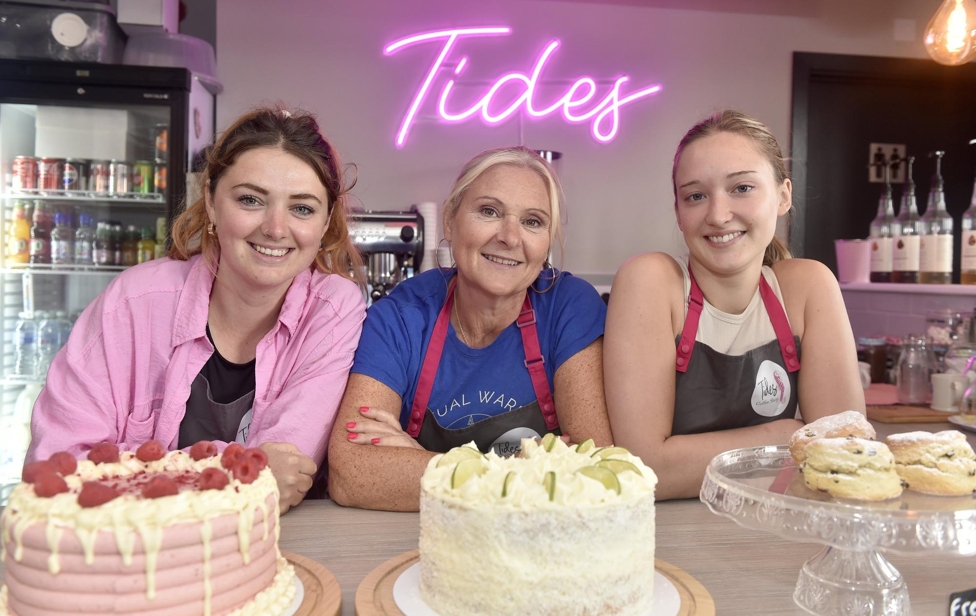 Tides Cafe in Lower Quay, Fareham, is a stone's throw from the water and is such a popular choice amongst locals it underwent a refurbishment and a slight extension.   Pictured is: (l-r) Charlotte Coles, Jackie Tribbeck, owner, and Ellie Rice.  Picture: Sarah Standing (030924-808)