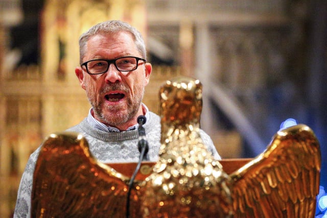 The News' Publishing Editor Mark Waldron thanks the children, the parents and families in the congregation, and the church for their support.  The News Carol Service, St Mary's Church, Fratton, Portsmouth
Picture: Chris Moorhouse (jpns 081223-76)