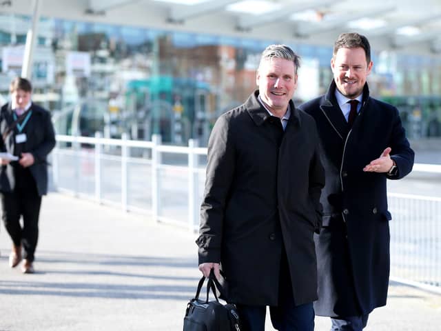 New Labour leader Sir Keir Starmer at The Hard, Portsmouth, with Portsmouth South MP Stephen Morgan, right. Picture: Chris Moorhouse