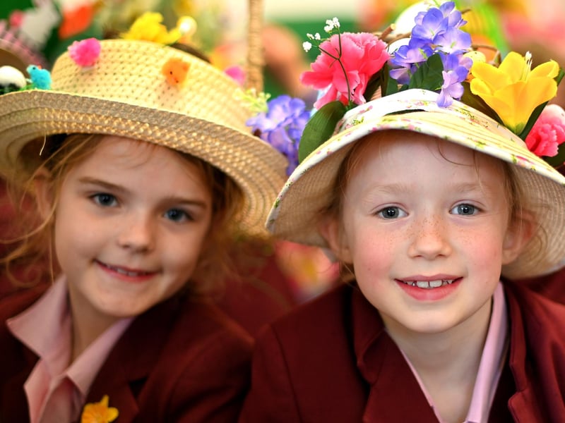 Pupils with their colourful creations
