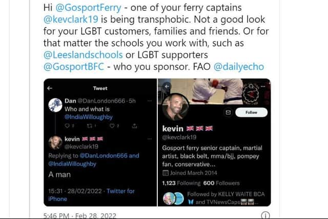 A screenshot of the exchange over Twitter