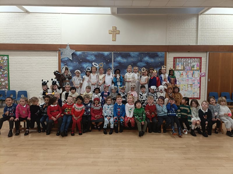 Students at St Peter's Catholic Primary School put on a nativity show. Picture: Submitted