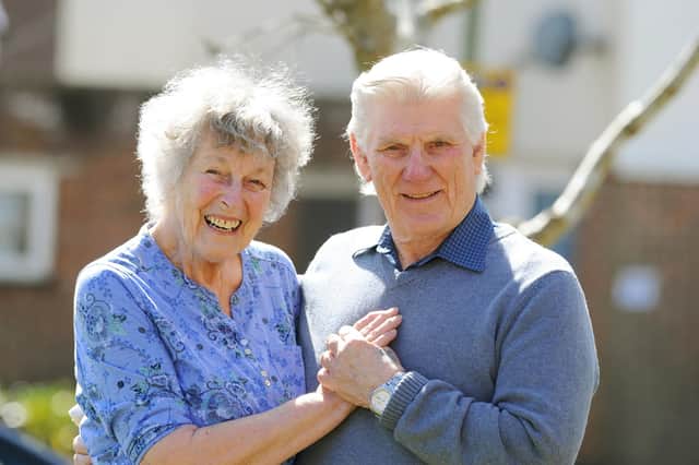 Molly and her husband Alan Jones from Denmead, celebrated their Diamond Wedding Anniversary on Thursday, March 25. Picture: Sarah Standing (290321-2939)