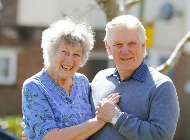 Molly and her husband Alan Jones from Denmead, celebrated their Diamond Wedding Anniversary on Thursday, March 25. Picture: Sarah Standing (290321-2939)
