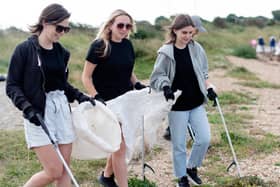 Litter pickers at the Hayling Island beach clean