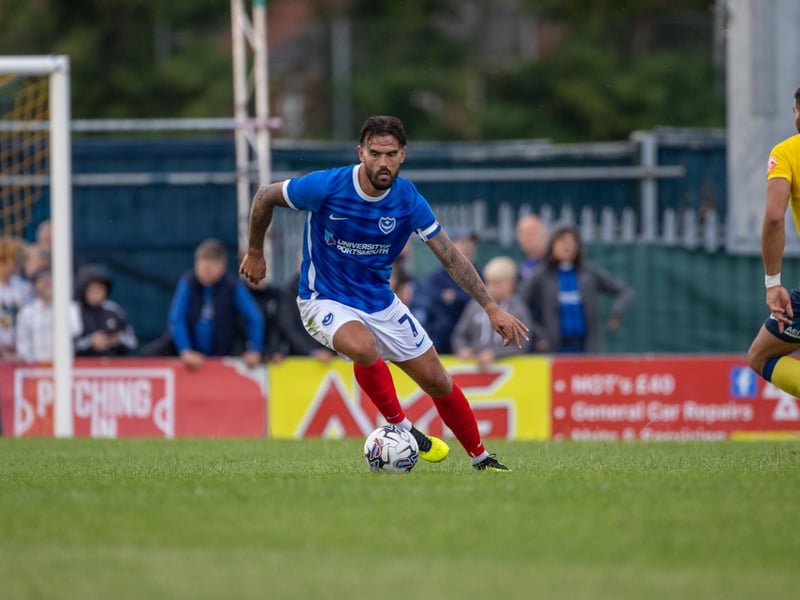 Marlon Pack in action for Pompey against Gosport. Picture: Alex Shute