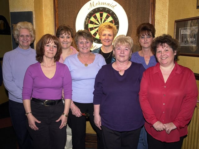 The Mermaid ladies' darts team, at the Mermaid Pub, New Road in 2001.