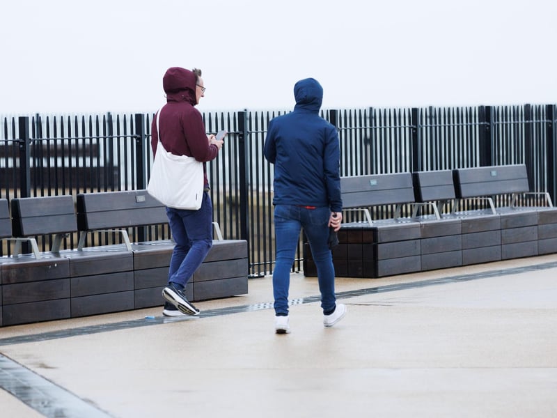 It was a quieter day than expected in Southsea with only a few hardy walkers and runners venturing out into the wind and rain.