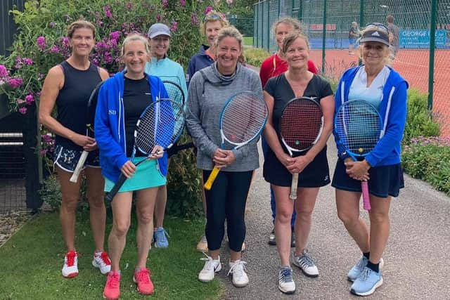 Chichester v Avenue 3rds, ladies. Back (Chichester, from left): Heidi Johnson, Catherine Hutchins, Sue Foott, Suzanna Troy. Front (Avenue): Sally Anne Denton, Becky Howarth, Nicole Lock, Sarah Long