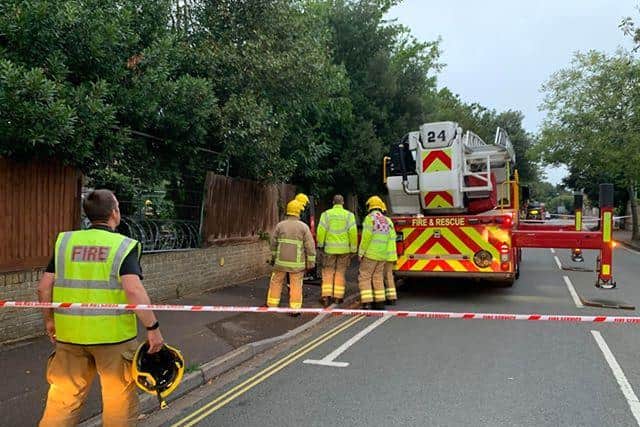 More than 20 firefighters attended the blaze at the derelict listed building in Gosport yesterday evening. Picture: Dan Harbut