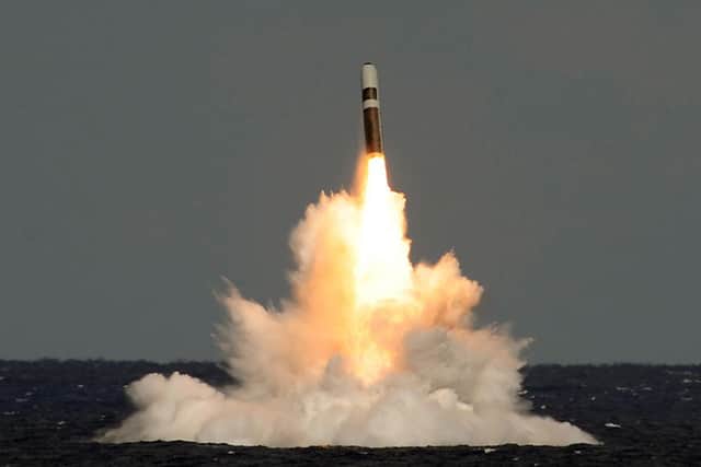 A still image taken from video of the missile firing from HMS Vigilant, which fired an unarmed Trident II (D5) ballistic missile. Picture: Lockheed Martin/PA Wire